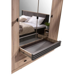 Czterodrzwiowa szafa z lustrem Allmo AL16 dąb estana/antracyt