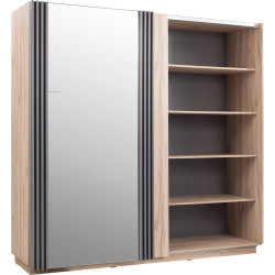 Przesuwna szafa z lustrem Allmo AL15 dąb estana/antracyt