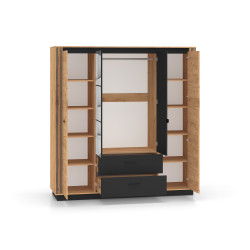 Szafa z lustrem 200 Kolekcja Urso Dąb Craft Złoty/Czarny