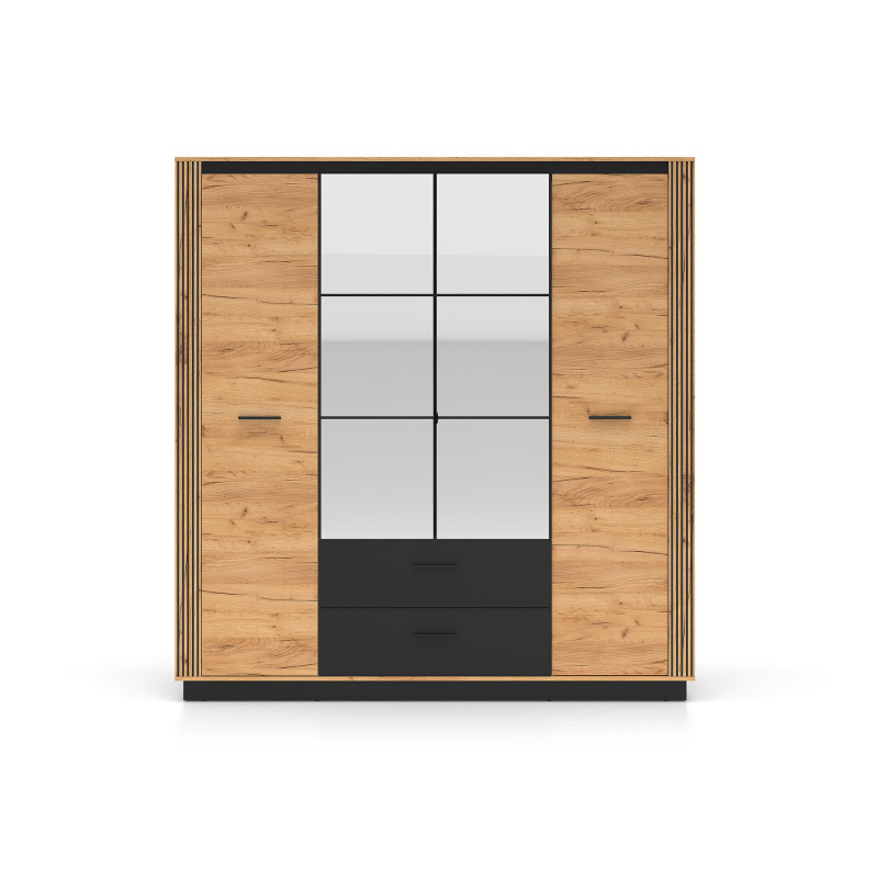 Szafa z lustrem 200 Kolekcja Urso Dąb Craft Złoty/Czarny