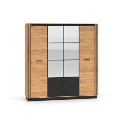 Szafa z lustrem 200 Kolekcja Urso Dąb Craft Złoty/Czarny