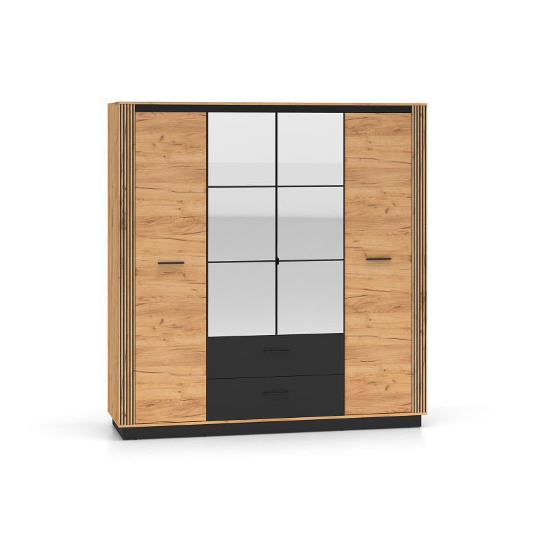 Szafa z lustrem 200 Kolekcja Urso Dąb Craft Złoty/Czarny