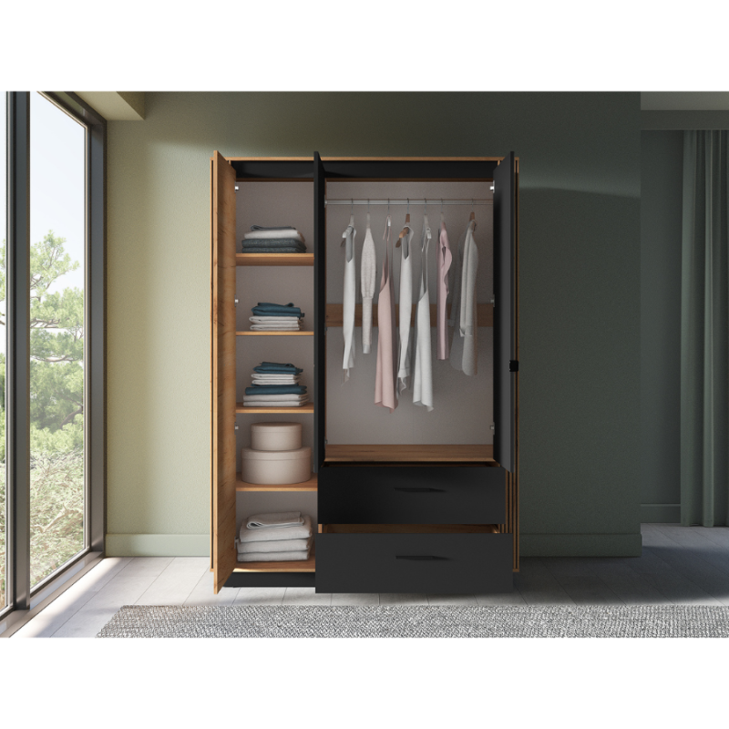 Szafa z lustrem 150 Kolekcja Urso Dąb Craft Złoty/Czarny