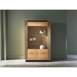 Wysoka witryna Kolekcja Urso Dąb Craft Złoty/Czarny