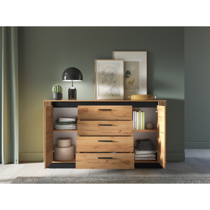 Komoda 160 Kolekcja Urso Dąb Craft Złoty/Czarny