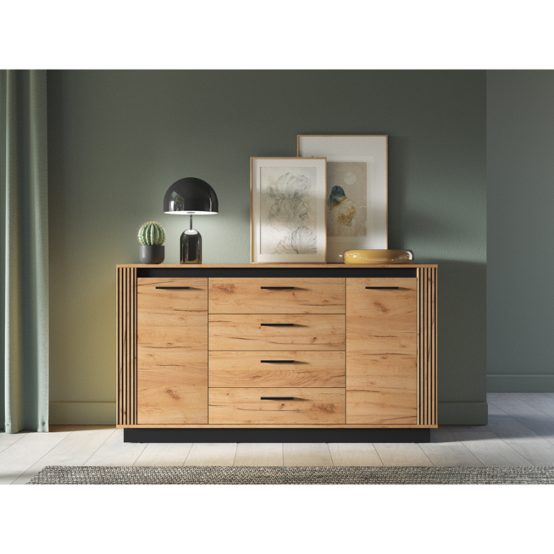 Komoda 160 Kolekcja Urso Dąb Craft Złoty/Czarny