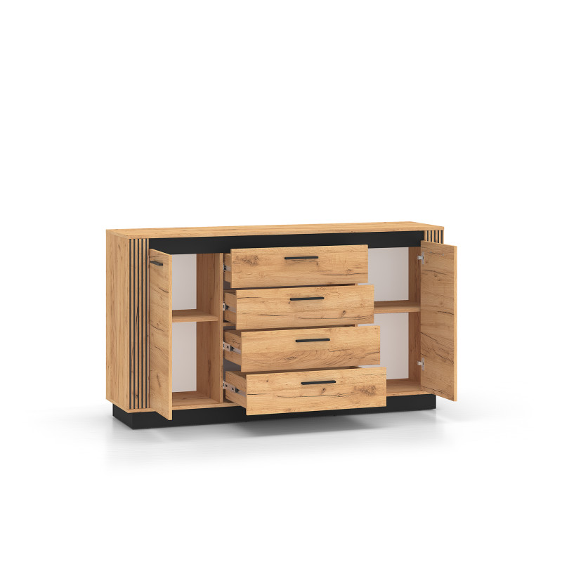 Komoda 160 Kolekcja Urso Dąb Craft Złoty/Czarny