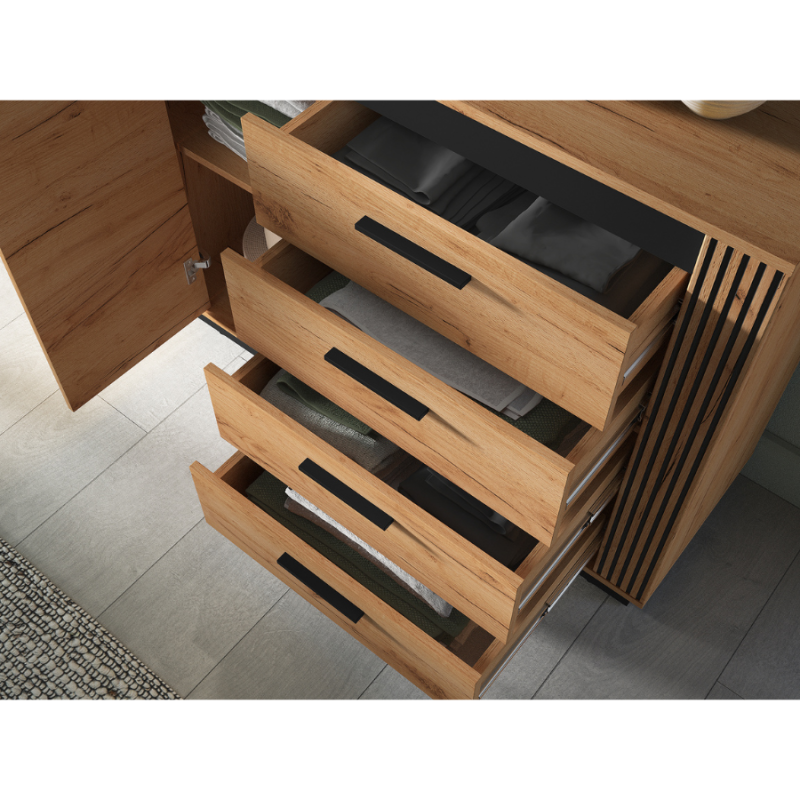 Komoda 115 Kolekcja Urso Dąb Craft Złoty/Czarny