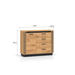 Komoda 115 Kolekcja Urso Dąb Craft Złoty/Czarny Komoda 115 Kolekcja Urso Dąb Craft Złoty/Czarny