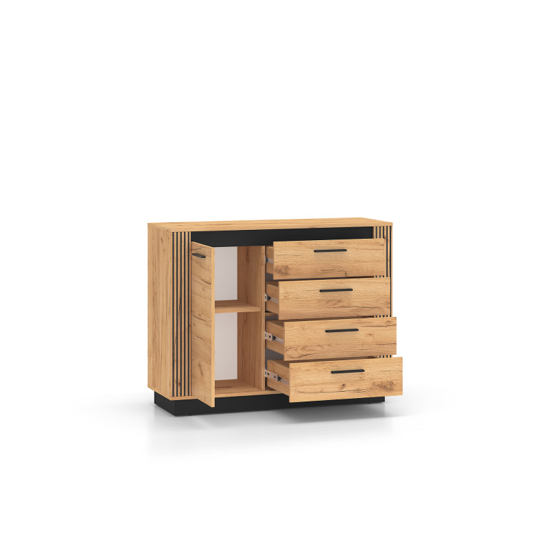 Komoda 115 Kolekcja Urso Dąb Craft Złoty/Czarny