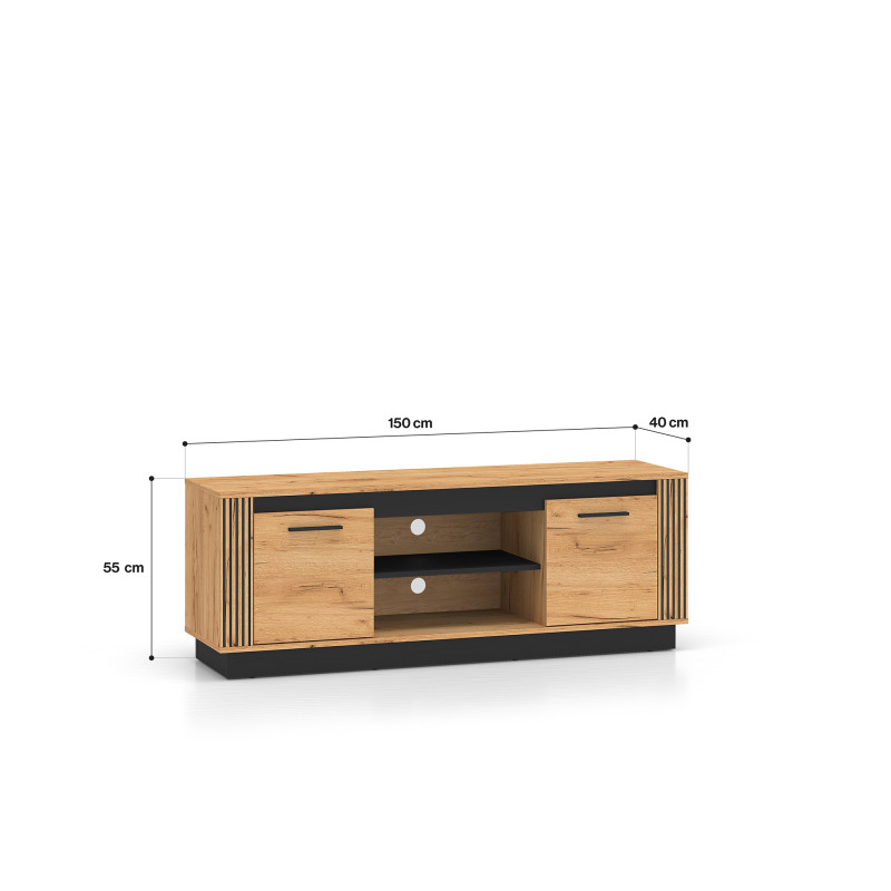 Szafka RTV Kolekcja Urso Dąb Craft Złoty/Czarny