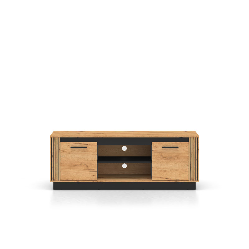 Szafka RTV Kolekcja Urso Dąb Craft Złoty/Czarny