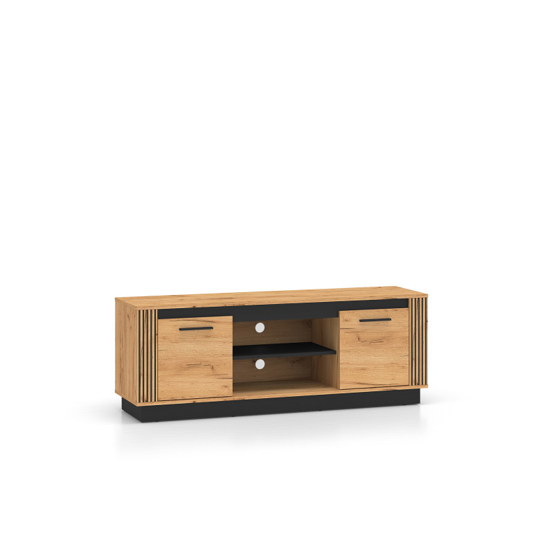 Szafka RTV Kolekcja Urso Dąb Craft Złoty/Czarny