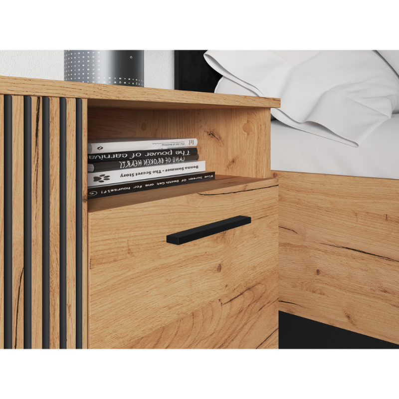 Szafka nocna Kolekcja Urso Dąb Craft Złoty/Czarny