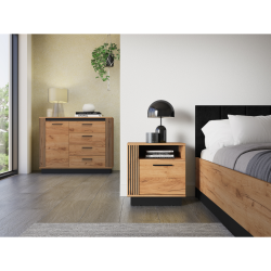 Szafka nocna Kolekcja Urso Dąb Craft Złoty/Czarny