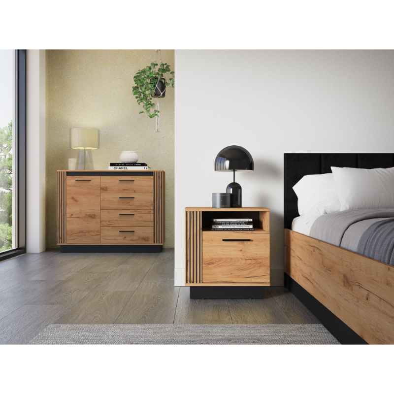 Szafka nocna Kolekcja Urso Dąb Craft Złoty/Czarny