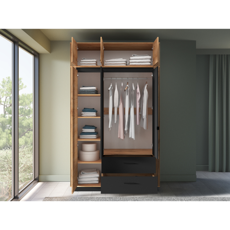 Nadstawka do szafy Urso 11 Kolekcja Urso Dąb Craft Złoty/Czarny