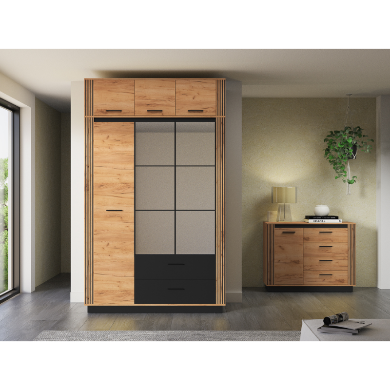 Nadstawka do szafy Urso 11 Kolekcja Urso Dąb Craft Złoty/Czarny