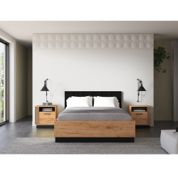 Łóżko 140x200 Urso 1301 z kolekcji Urso Dąb Craft Złoty/Czarny