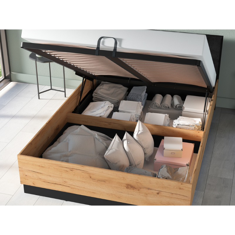 Łóżko 140x200 Urso 1301 z kolekcji Urso Dąb Craft Złoty/Czarny