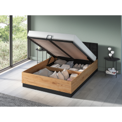 Łóżko 140x200 Urso 1301 z kolekcji Urso Dąb Craft Złoty/Czarny