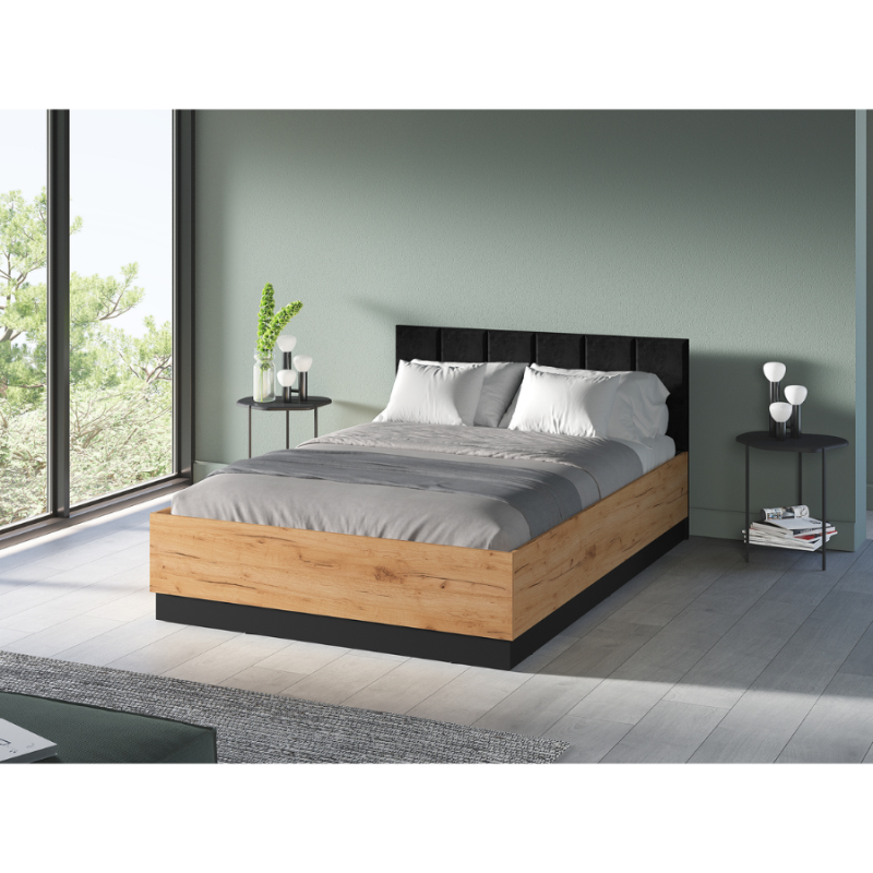 Łóżko 140x200 Urso 1301 z kolekcji Urso Dąb Craft Złoty/Czarny