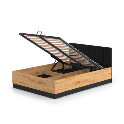 Łóżko 140x200 Urso 1301 z kolekcji Urso Dąb Craft Złoty/Czarny