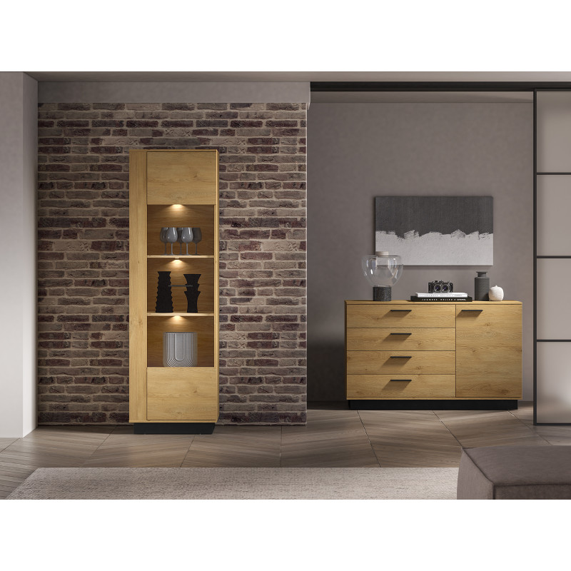 Witryna Modesto 02 dąb stylowy/czarny ML Meble