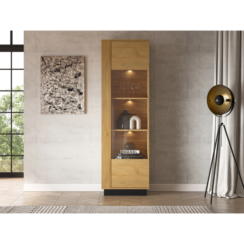 Witryna Modesto 02 dąb stylowy/czarny ML Meble
