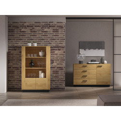 Witryna Modesto 03 dąb stylowy/czarny ML Meble