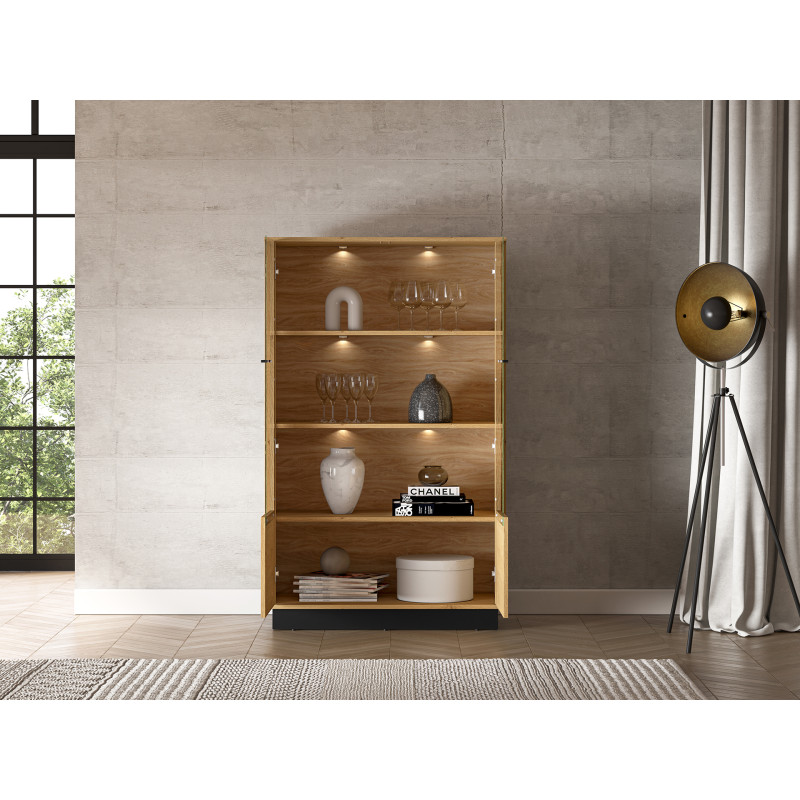 Witryna Modesto 03 dąb stylowy/czarny ML Meble