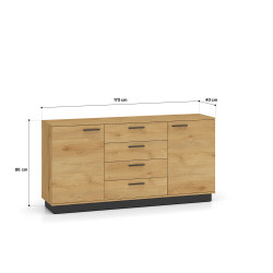 Komoda Modesto 04 dąb stylowy/czarny ML Meble