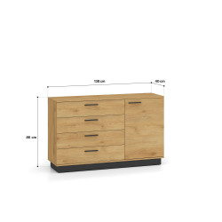 Komoda Modesto 05 dąb stylowy/czarny ML Meble