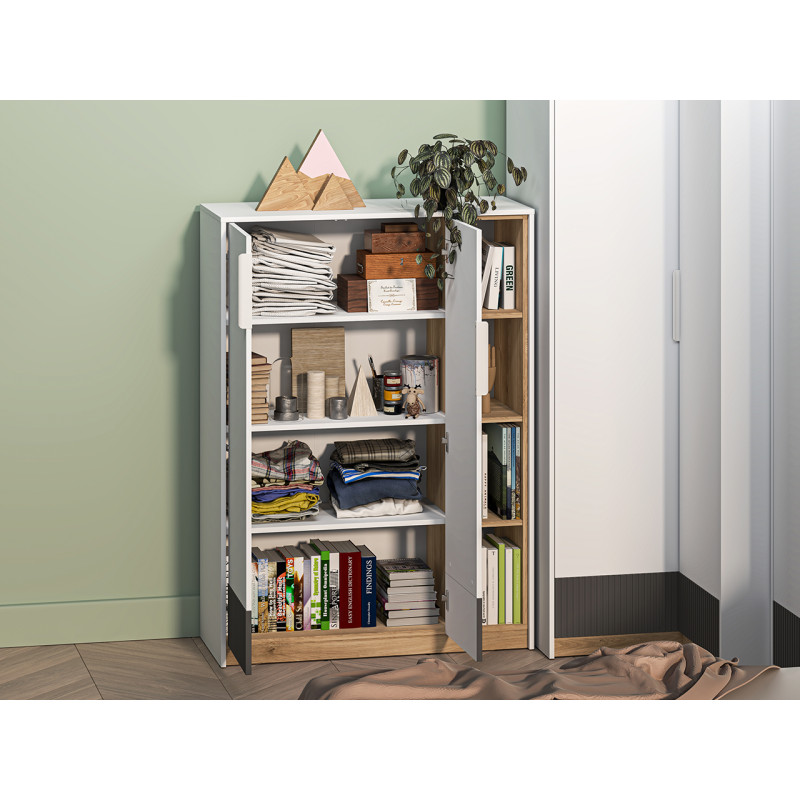 Komoda Torino 5 grafit/biały/dąb castello ML Meble