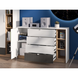 Komoda Torino 06 grafit/biały/dąb castello ML Meble Komoda Torino 06 grafit/biały/dąb castello ML Meble