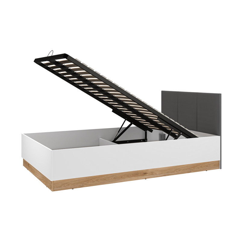 Łóżko 120x200 Torino 1201 grafit/biały/dąb castello ML Meble