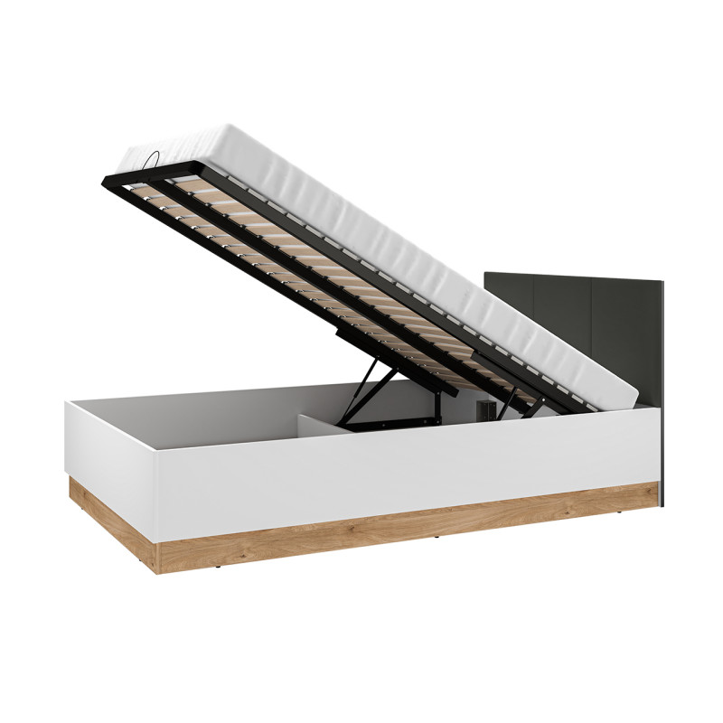 Łóżko 120x200 Torino 1201 grafit/biały/dąb castello ML Meble