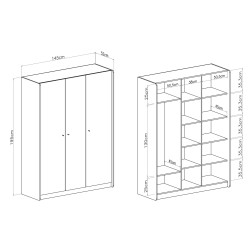 Trzydrzwiowa szafa Alessio AE01 eukaliptus/dąb baltic dune