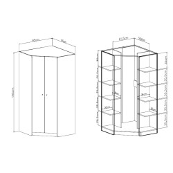 Narożna szafa Alessio AE02 eukaliptus/dąb baltic dune
