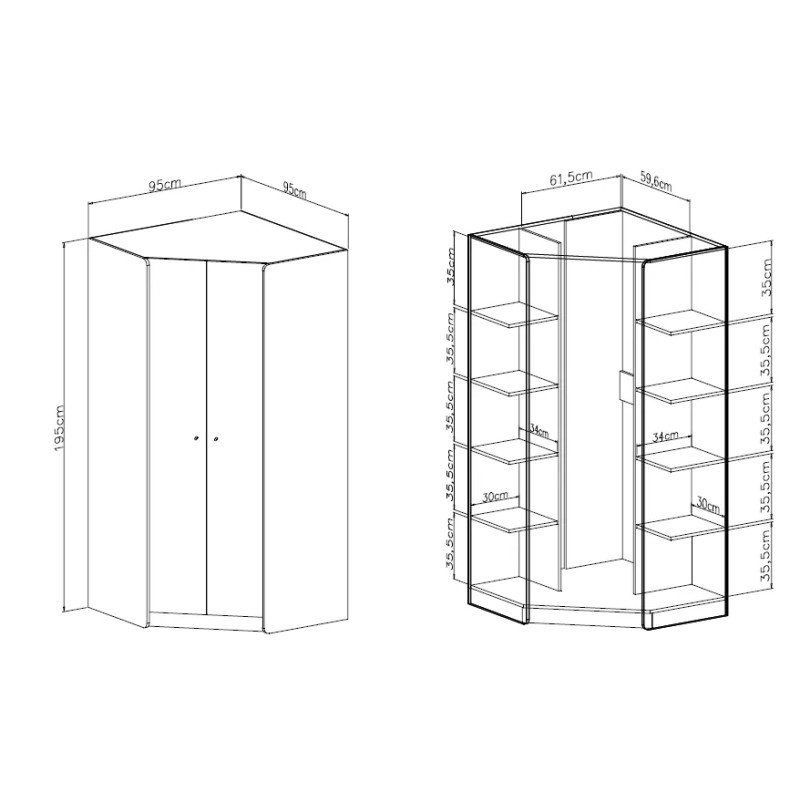 Narożna szafa Alessio AE02 eukaliptus/dąb baltic dune