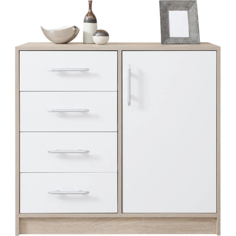 Kompaktowa komoda z szufladami Smart SRK2 dąb sonoma/biały