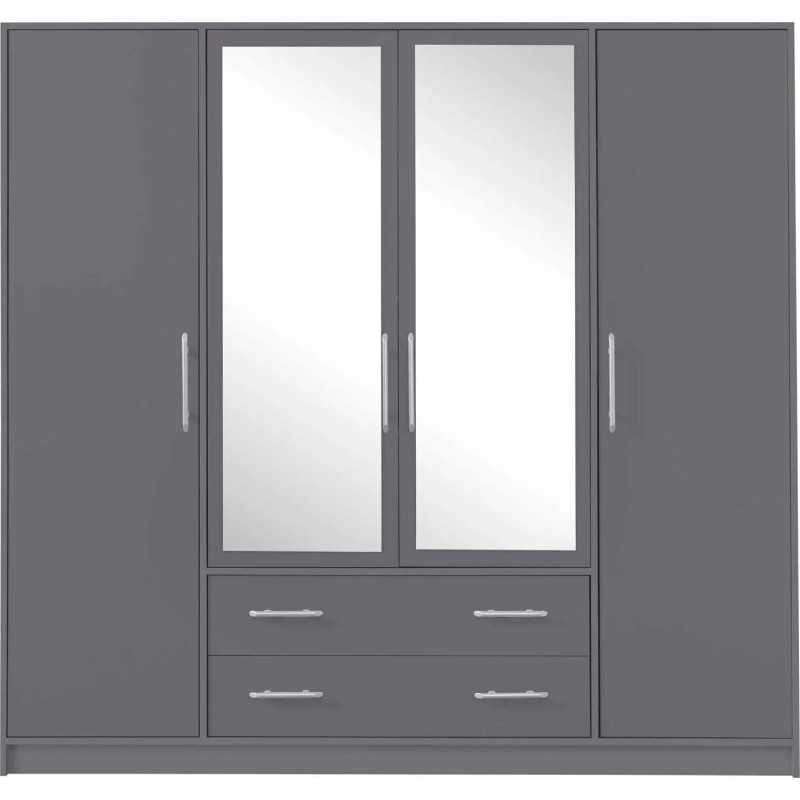 Czterodrzwiowa szafa z lustrem z kolekcji Smart SRL1 antracyt