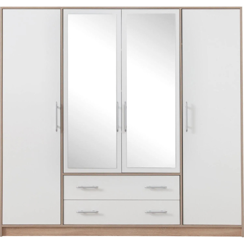 Czterodrzwiowa szafa z lustrem z kolekcji Smart SRL1 dąb