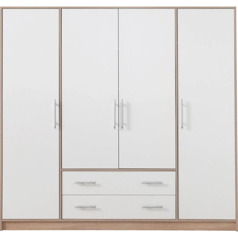 Czterodrzwiowa szafa z kolekcji Smart SR1 dąb sonoma/biały