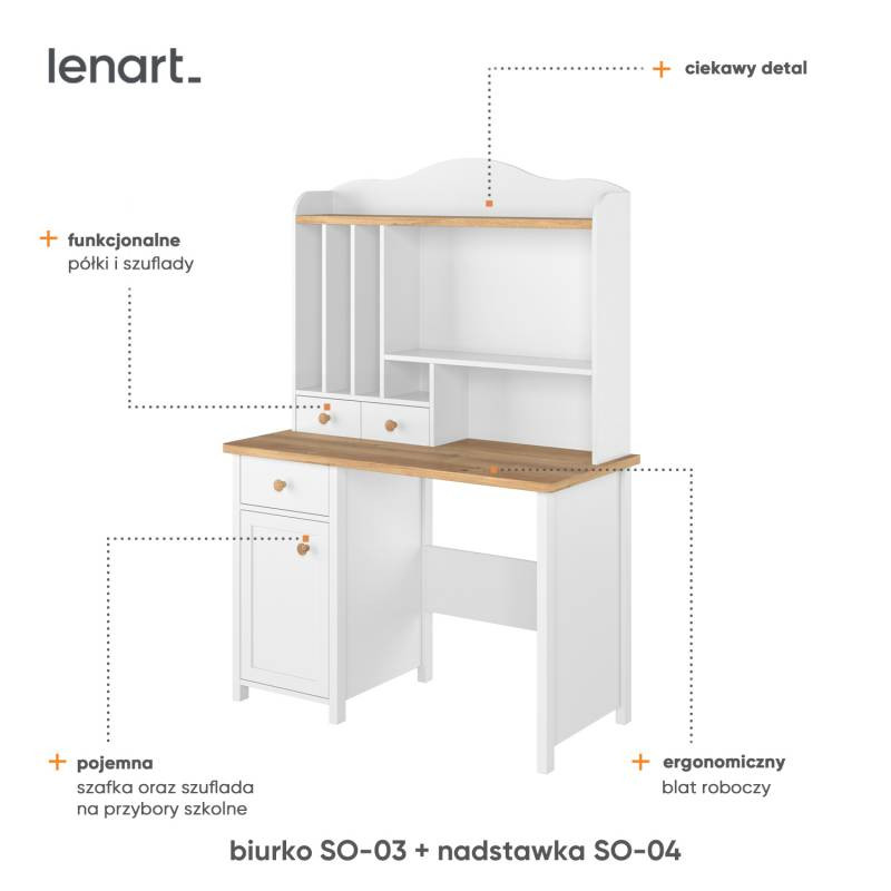 Biurko z nadstawką Story Lenart Kolekcja Story