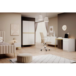 Dwudrzwiowa komoda Nicole 150 z szufladami Meble Bogart biała Dwudrzwiowa komoda Nicole 150 z szufladami Meble Bogart biała