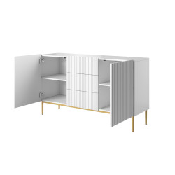 Dwudrzwiowa komoda Nicole 150 z szufladami Meble Bogart biała Dwudrzwiowa komoda Nicole 150 z szufladami Meble Bogart biała