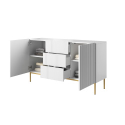 Dwudrzwiowa komoda Nicole 150 z szufladami Meble Bogart biała Dwudrzwiowa komoda Nicole 150 z szufladami Meble Bogart biała