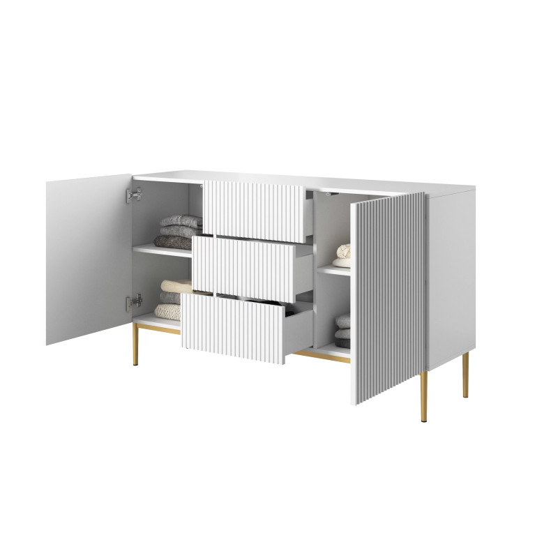 Dwudrzwiowa komoda Nicole 150 z szufladami Meble Bogart biała