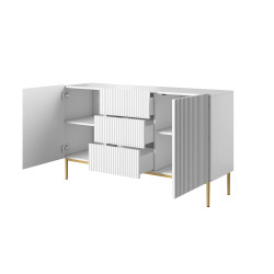 Dwudrzwiowa komoda Nicole 150 z szufladami Meble Bogart biała Dwudrzwiowa komoda Nicole 150 z szufladami Meble Bogart biała